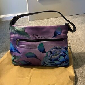 Anna by Anuschka Hand painted purple Floral Women's Bag